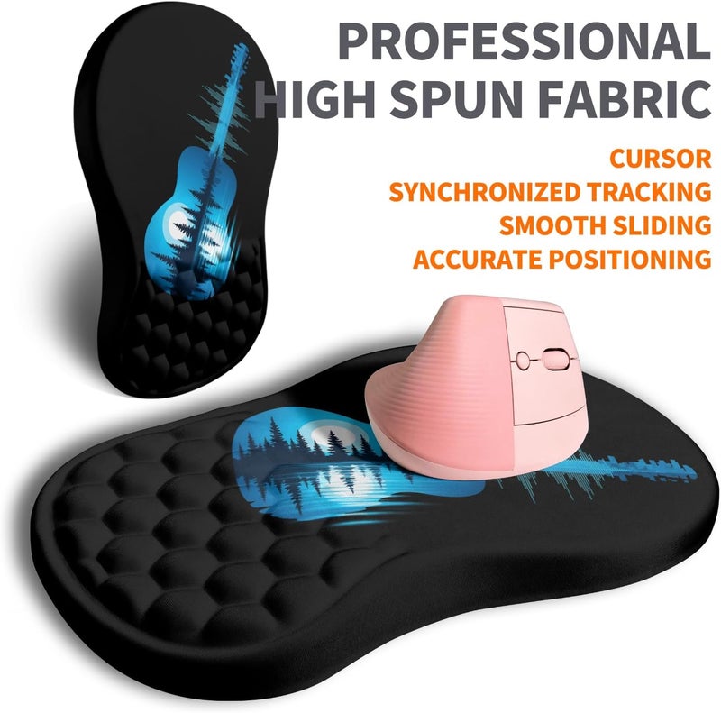 Armanza Ergonomic Joint Wrist Support Mouse Pad with Memory Foam Cushion Massage Bump, Carpal Tunnel Pain Relief Mousepad Slope Design for Wrist Rest, 11.8x7.9 in, Guitar - Image 4